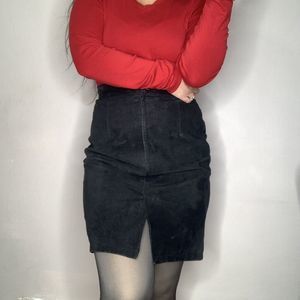 Vintage Forenza Women Leather Pencil Skirt High Waisted Black Vintage Size 10 M